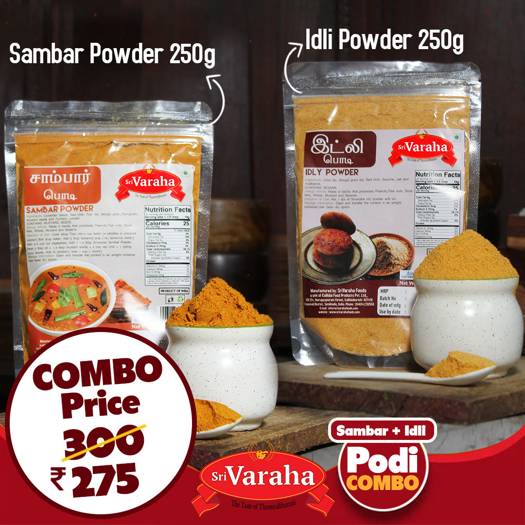 SriVarahaFoods Tirunelveli Special Sambar Podi Powder சாம்பார் பொடி Idli Podi Powder Idli Milagai Podi இட்லி பொடி