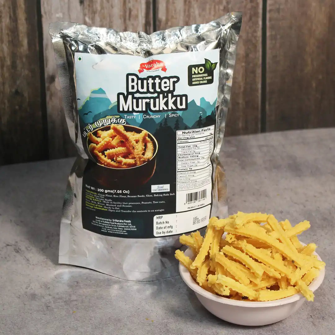SriVaraha Foods Butter Murukku Snacks 200g ą®Ŗą®ąÆą®ą®°ąÆ ą®®ąÆą®±ąÆą®ąÆą®ąÆ