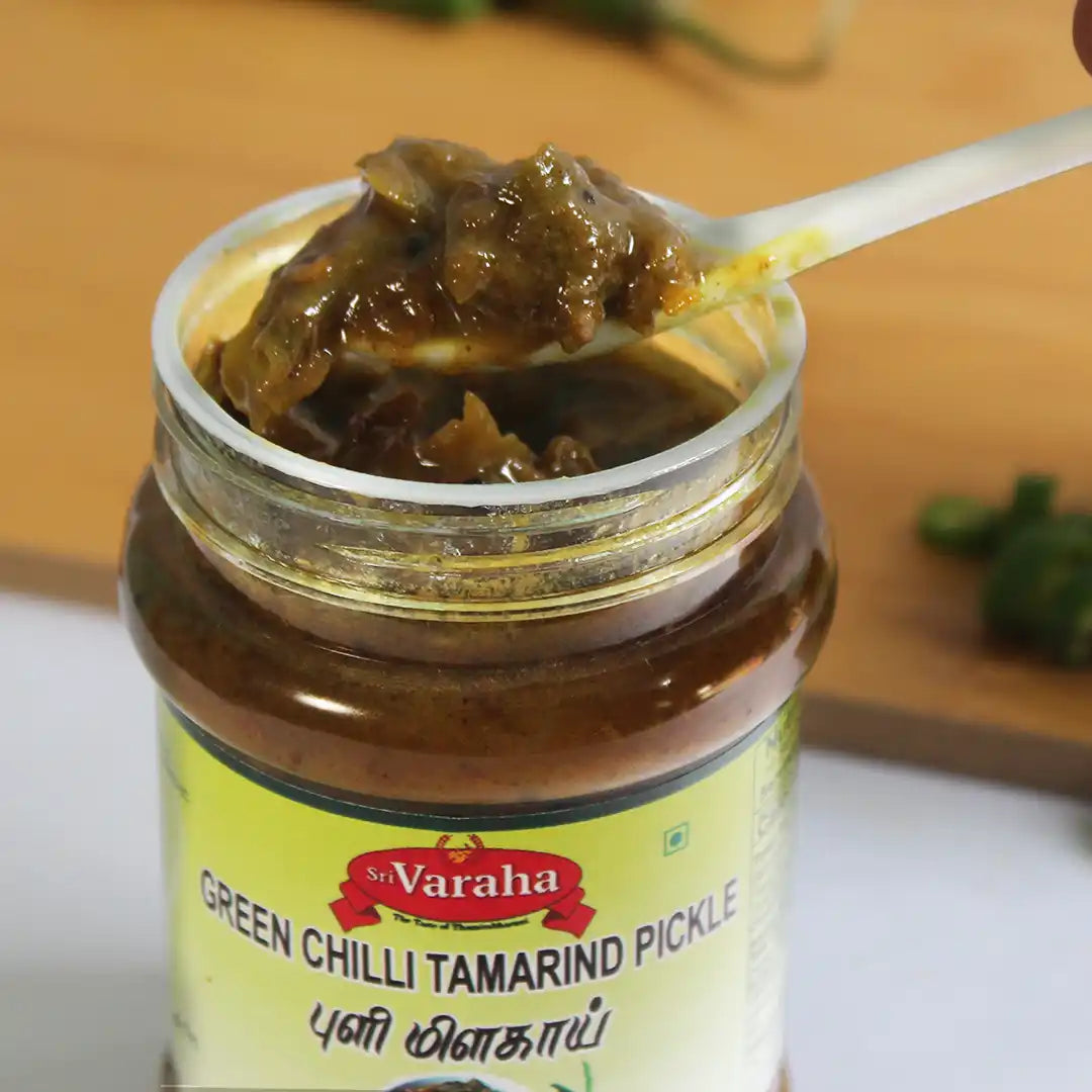 SriVaraha Foods Pulimilagai Pickle Oorugai Tamarind Green Chilli Pickle புளி மிளகாய்