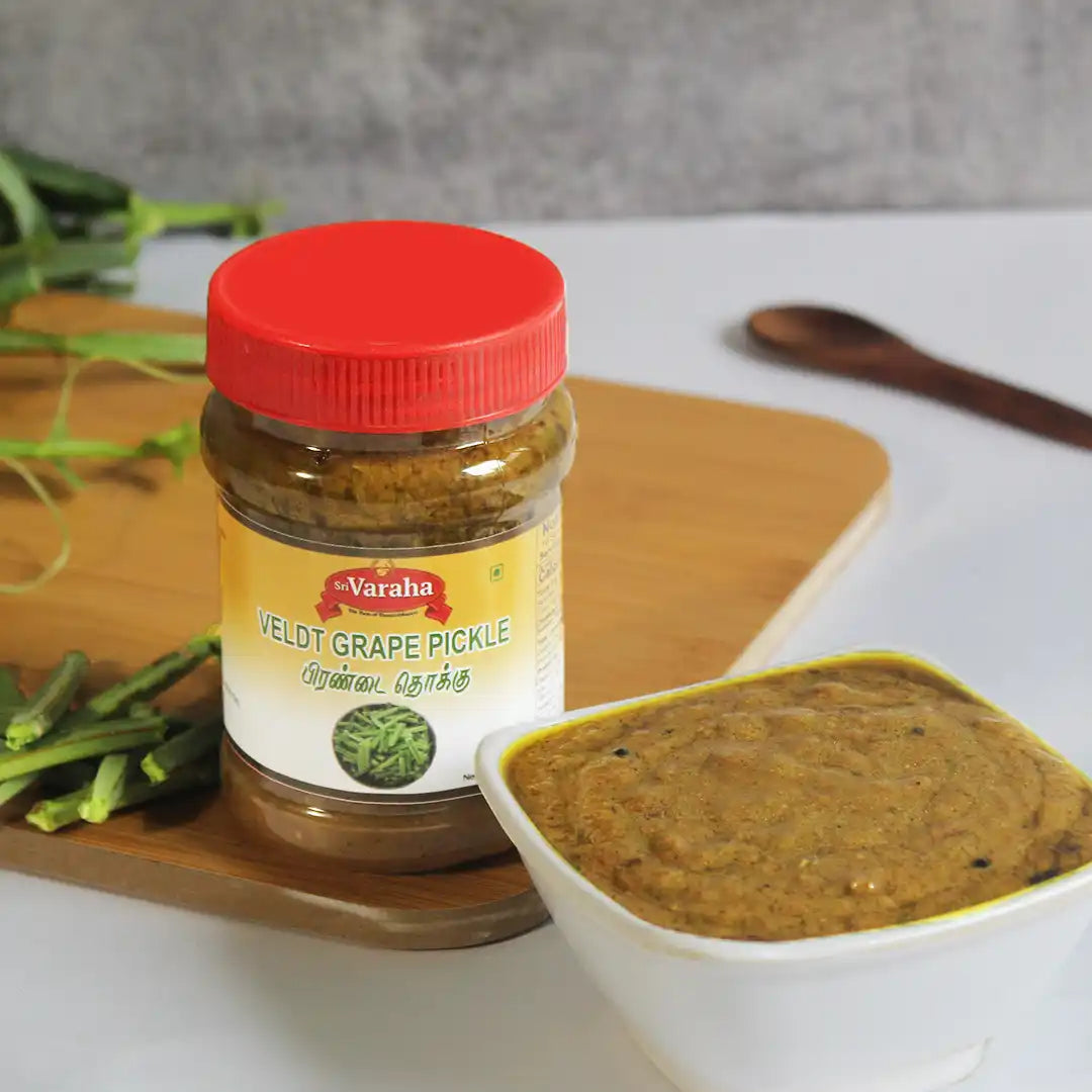 SriVaraha Foods Veldt Grape Pickle Pirandai Thokku Oorugai பிரண்டை தொக்கு