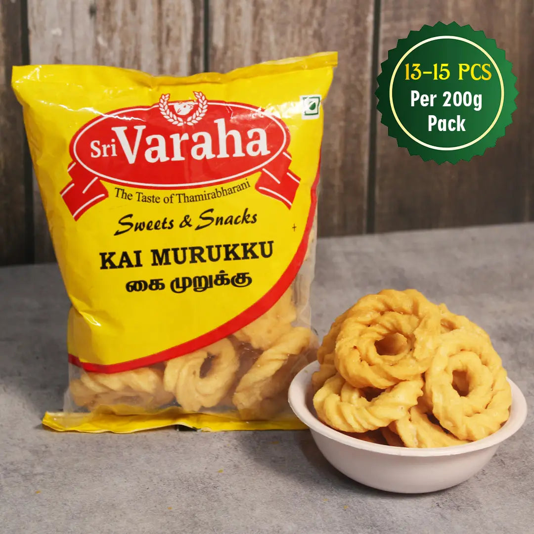SriVaraha Foods Kai Suthu Murukku Puzhungal Arisi Kaimurukku Snacks 200g புழுங்கல் அரிசி முறுக்கு