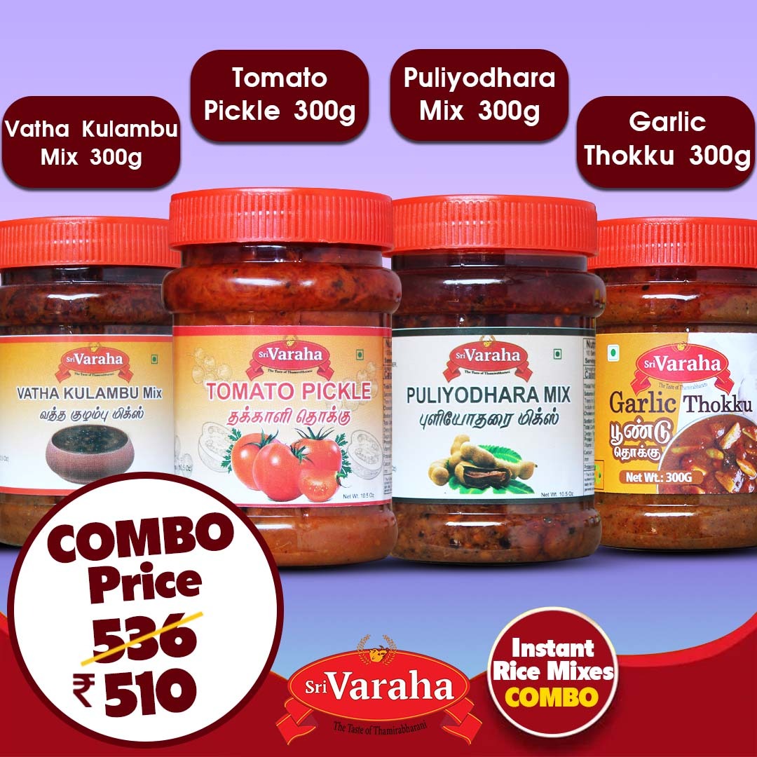 TomatoThokkuGarlicThokkuVathaKuzhambuMixPuliyodharaiMixPulikachal