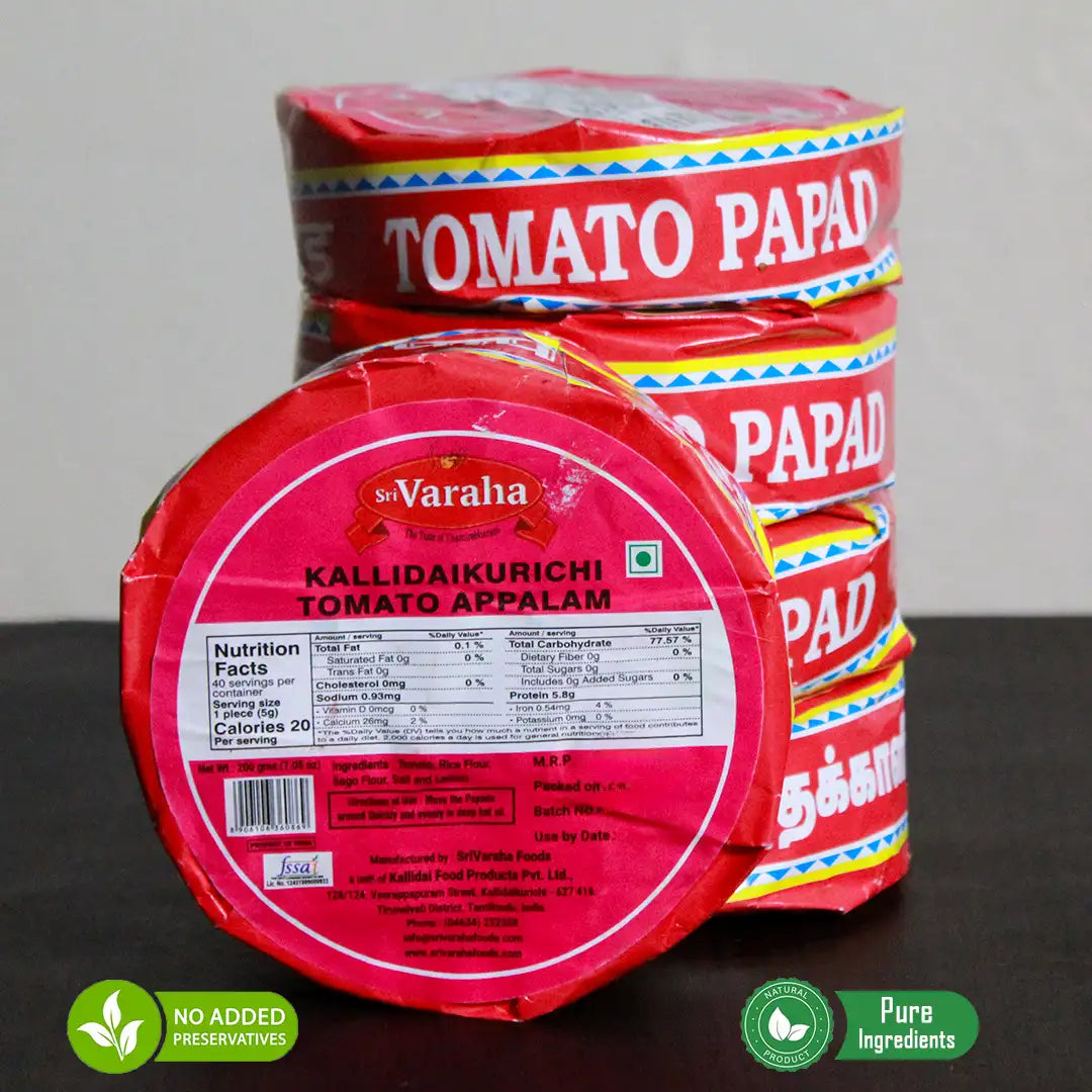 SriVaraha Foods Tomato Thakkali Appalam Tomato Papad தக்காளி அப்பளம்