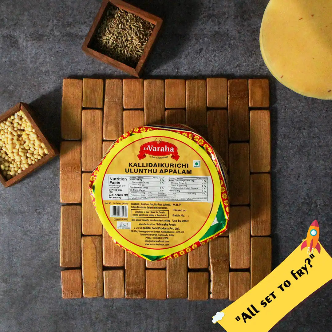 SriVaraha Foods Kallidaikurichi Ulundhu Appalam Urad dal Papad உளுந்து அப்பளம்