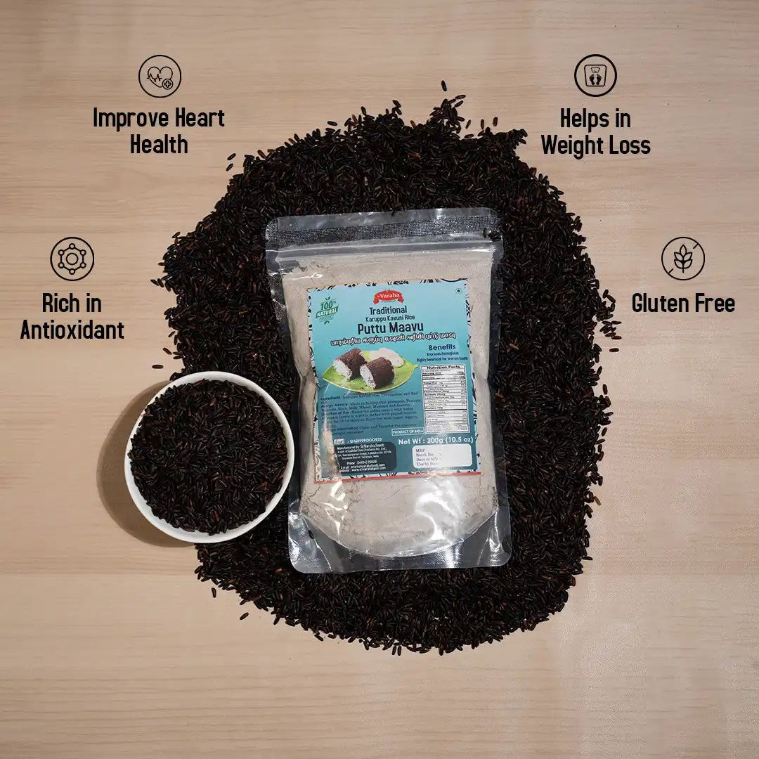 Karuppu Kavuni Rice Puttu Mix  Traditional Black Rice Flour  கருப்பு கவுனி அரிசி புட்டு 