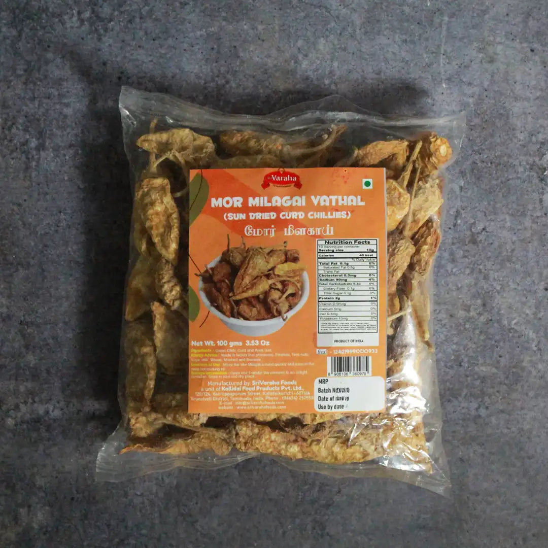 SriVaraha Foods Mor Milagai Vathal Sun dried Curd Chillies மோர் மிளகாய்