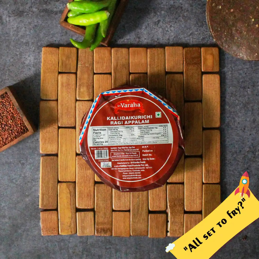 SriVaraha Foods Ragi Appalam Ragi Papad Finger Millet Nachani Papad ராகி அப்பளம்