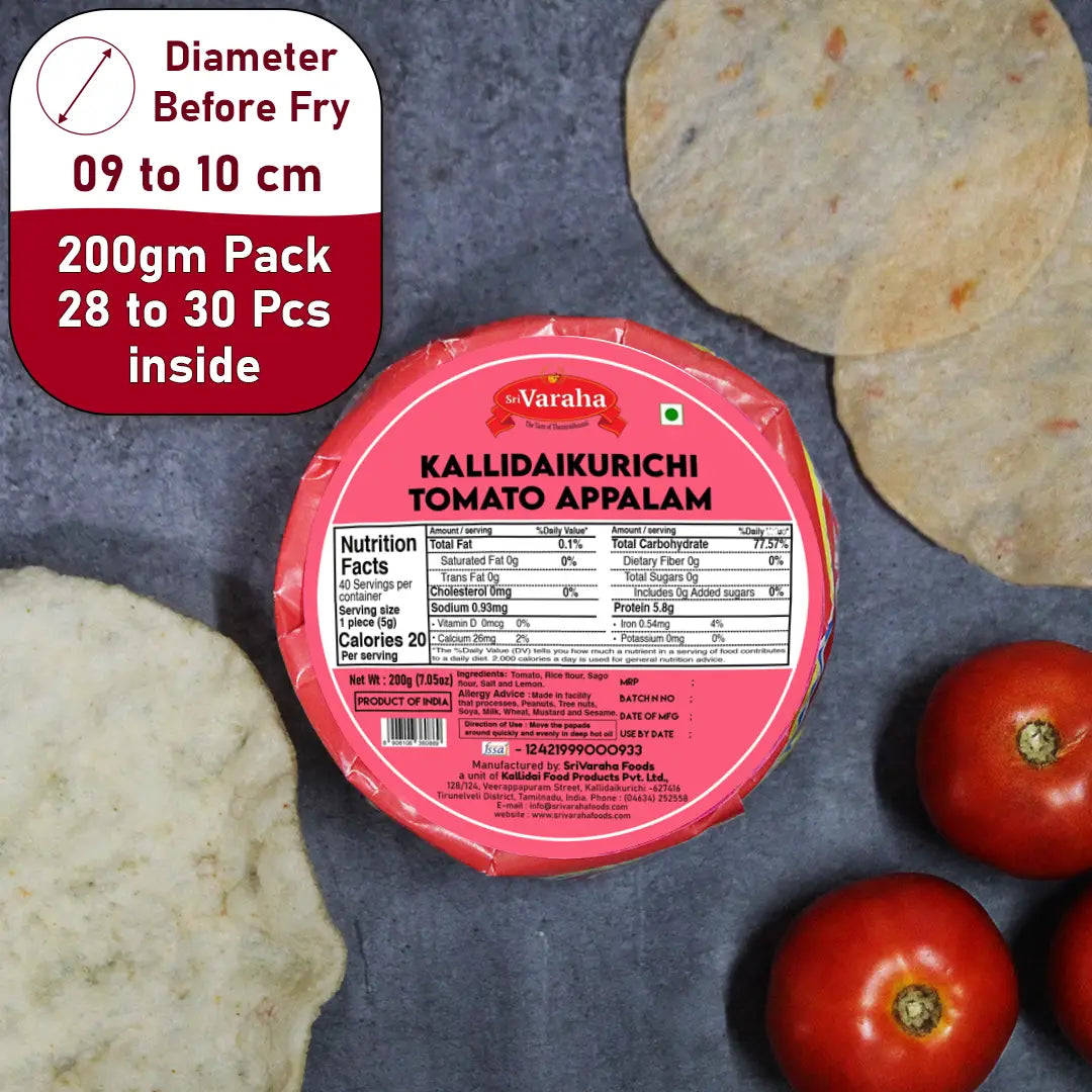 SriVaraha Foods Tomato Thakkali Appalam Tomato Papad தக்காளி அப்பளம்