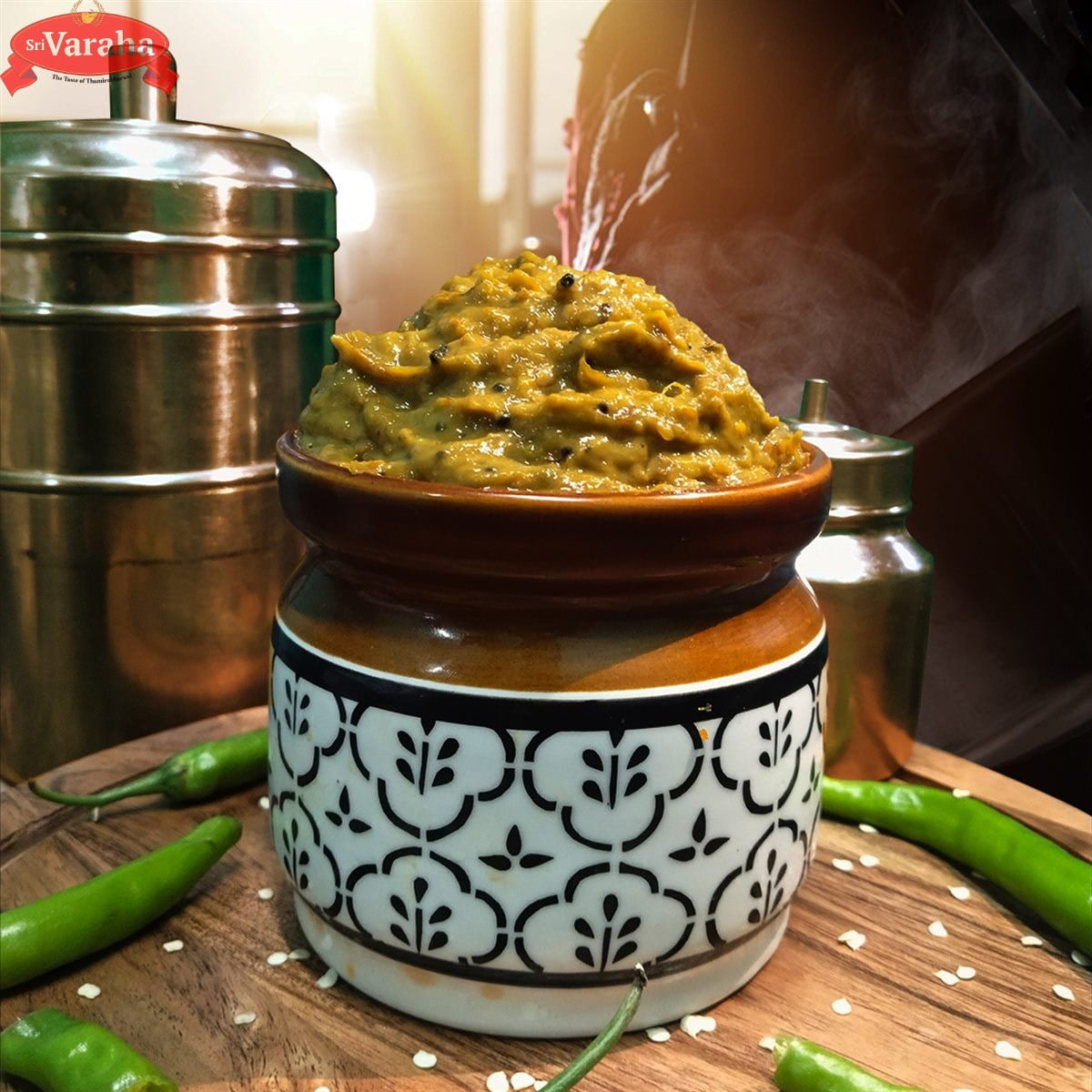 SriVaraha Foods Pulimilagai Pickle Oorugai Tamarind Green Chilli Pickle 300g